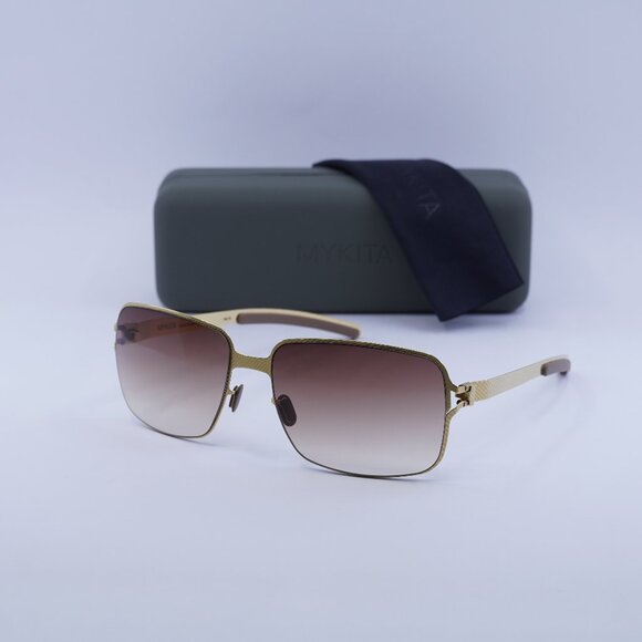 Mykita NO1 MAJA 006 Rectangle Sunglasses - Gold/Brown Gradient - Picture 1 of 8